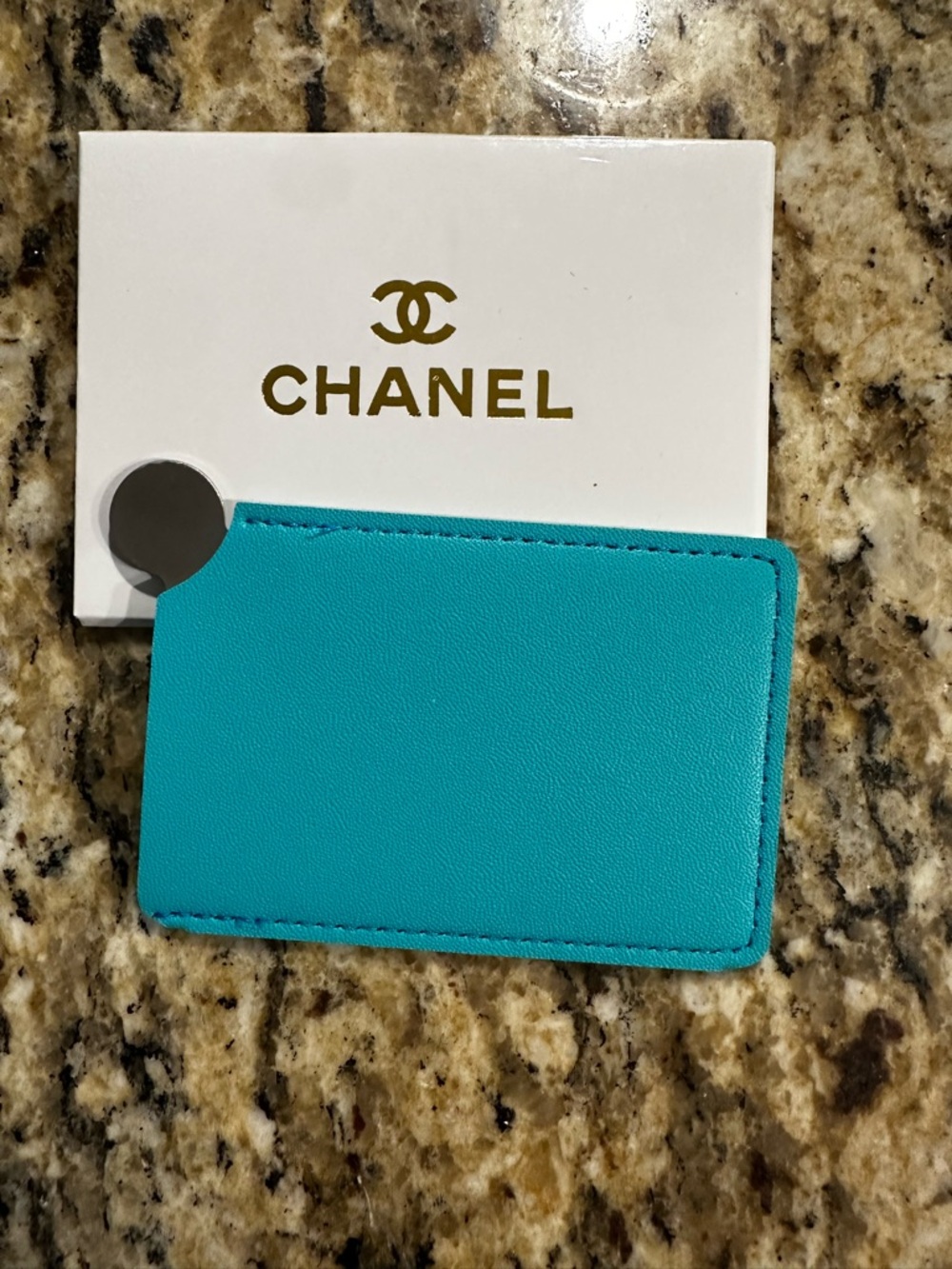 Mirror/ Card Holder with Turquoise case - Picture 4 of 4